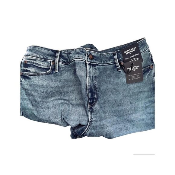 Simply Vera Vera Wang Womens Med Wash Faded Slim Straight Leg Jeans Sz 18 New - Picture 3 of 7